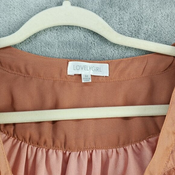 LOVELY GIRL Dress MEDIUM (8-10) Women Pullover Burnt Orange Tie Lightweight - Picture 9 of 13